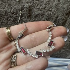Silver necklace red for sale  MANCHESTER