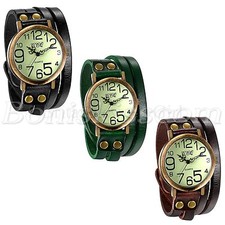 Relógio de pulso masculino feminino retrô pulseira de couro quartzo pulseira torcida bracelete bracelete comprar usado  Enviando para Brazil