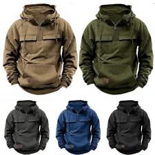 NOVO Moletons Militares de Lã Quente Sólido com Capuz Tático Masculino Meio Zíper comprar usado  Enviando para Brazil