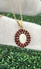 Usado, Antigo Colar de corrente pingente de ouro amarelo sólido 10K opala e granada cristal 17,5"" comprar usado  Enviando para Brazil