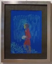 Eliano Fantuzzi Ragazza con fiori Firmato 48x34 cm Controfirmato al retro usato  Roma