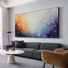 Pintura a óleo pintada à mão arte abstrata moderna decoração de sala de estar amarela comprar usado  Enviando para Brazil