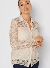 Blusa Camisa Floral Ex M&Co Feminina Nude Rosa Renda, usado comprar usado  Enviando para Brazil