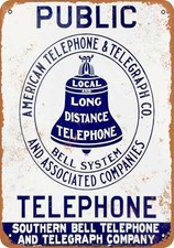 Sinal de Metal - Telefone Público Telefone Sino do Sul -- Visual Vintage comprar usado  Enviando para Brazil