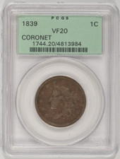 1839 Coronet Head centavo grande 1c PCGS VF20 etiqueta verde 4813984 comprar usado 1839 Coronet Head centavo grande 1c PCGS VF20 etiqueta verde 4813984 comprar usado  Enviando para Brazil