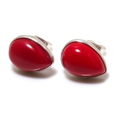 Usado, Brinco de prata esterlina 925 feito à mão com pedra preciosa coral vermelho tamanho 0,99" comprar usado  Enviando para Brazil