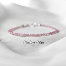 Pulseiras femininas e femininas A+++ facetadas turmalina rosa contas redondas feitas à mão 6-8"", usado comprar usado  Enviando para Brazil