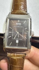 Relógio Hugo Boss masculino pulseira de couro retangular nova bateria necessária comprar usado  Enviando para Brazil