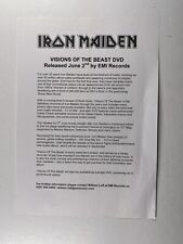 Iron Maiden Press Release Visions Of The Beast DVD lançamento por volta de 2000 comprar usado  Enviando para Brazil