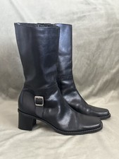 Botas de couro vintage Y2K Bass Belina feminina meia panturrilha preta com zíper fivela tamanho 6M, usado comprar usado  Enviando para Brazil
