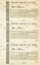 Folha de 3 certificados de estoque 18__ Northern Liberties' Gas Works, usado comprar usado  Enviando para Brazil