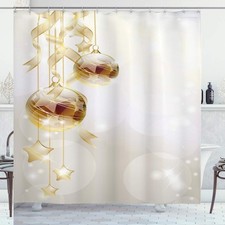 Cortina de chuveiro bolas de Natal fitas giradas estrelas 69x70 comprar usado  Enviando para Brazil