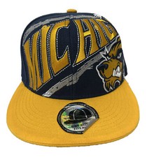 Boné chapéu snapback MICHIGAN NOVO LÍDER TORNADO WOLVERINES CABEÇA OURO AZUL ERA MILHO comprar usado  Enviando para Brazil