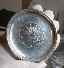Conjunto de prato de prata chinesa com uma moeda mexicana 1895 8 reais, 77 mm de diâmetro, 58 g.  #2 comprar usado Conjunto de prato de prata chinesa com uma moeda mexicana 1895 8 reais, 77 mm de diâmetro, 58 g.  #2 comprar usado  Enviando para Brazil