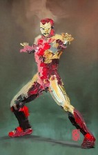 Arte de parede original abstrata homem de ferro Marvel Avengers paleta faca pintura quadrinhos comprar usado  Enviando para Brazil