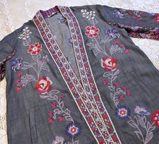 NOVO SEM ETIQUETAS Jaqueta Kimono Aberta John Mark Feminina Chambray Bordada Boho Média comprar usado  Enviando para Brazil