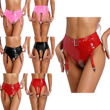 Roupa íntima feminina sexy couro envernizado cuecas sem virilha liga com clipes de metal comprar usado  Enviando para Brazil