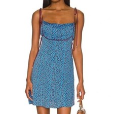 Mini vestido Free People azul estampa geométrica com alças de gravata vestido de festa de verão M comprar usado  Enviando para Brazil