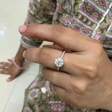 Anel de noivado redondo de diamante real 2,00 quilates ouro branco sólido 14K tamanho 6,5 comprar usado  Enviando para Brazil