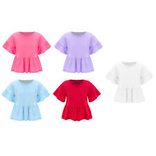 Blusa infantil menina camisetas fofas casual camiseta babado peplum tops alargados comprar usado  Enviando para Brazil