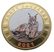 TROMELIN - FRANCJA 3 FRANKI 2021 - DZIKI KOT - RYŚ BOBCAT - KOLRED 32mm MONETA UNC na sprzedaż  PL