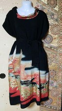 Usado, Vintage Japonês Tops Kimono Remake Preto Tomesodo Pintado a Ouro Vestido Guindaste Fenda comprar usado  Enviando para Brazil