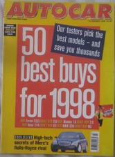 Autocar magazine 1998 for sale  DARWEN