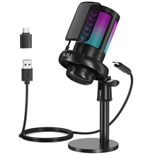 Mikrofon USB NJSJ do komputera, mikrofon do gier RGB z przyciskiem wyciszania towar B na sprzedaż  PL