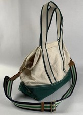 Bolsa tote J.CREW Montauk lona bege e verde náutica praia costeira 15”x10” comprar usado  Enviando para Brazil