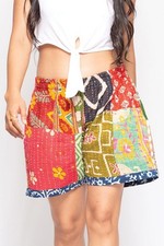 Usado, Shorts Kantha vintage de algodão patchwork feitos à mão comprar usado  Enviando para Brazil