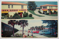 Tarjeta postal de Daytona Beach Sea Spray Lodge Motel estacionamiento autos turistas Florida segunda mano  Embacar hacia Argentina