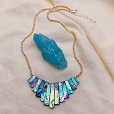 Colar de corrente folheado a ouro concha abalone multicolorido natural joias simples comprar usado  Enviando para Brazil