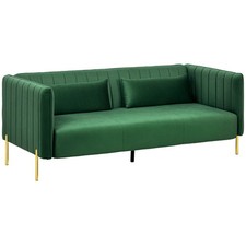 3-osobowa sofa sofa dla gości z 2 poduszkami siedziska, trzy kanapy z podłokietnikiem, zielona na sprzedaż  Wysyłka do Poland