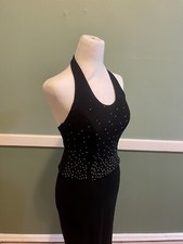 Vestido Halter Vintage JESSICA MCCLINTOCK Millenium Y2K Preto Brilhante Tamanho 4 comprar usado  Enviando para Brazil