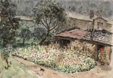 Pintura em aquarela GARDENS LANDSCAPE c1950, usado comprar usado  Enviando para Brazil