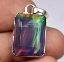 Raro 24.80CT Natural Aurora Ópalo Esmeralda 925 Colgante de Plata Ley Certified comprar usado  Enviando para Brazil