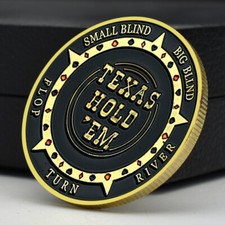 Usado, Moeda de pôquer Texas Hold'em Lasvegas guarda ficha dourada medalha memorial da sorte comprar usado  Enviando para Brazil