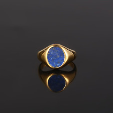 Anel masculino azul lápis-lazúli folheado a ouro 925 anel de prata esterlina maciça comprar usado  Enviando para Brazil