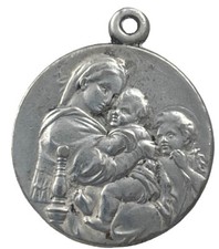Medalha antiga da Virgem Maria católica de 1916 na cadeira de Rafael, usado comprar usado  Enviando para Brazil