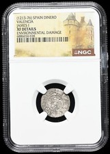 ESPANHA MEDIEVAL, Valência. Jaime I. 1213-1276. Detalhes Billon Dinero, NGC XF, usado comprar usado  Enviando para Brazil