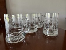 Używany, Kufle szklane bogato zdobione z czasów PRL lata 70 te 5 sztuk Vintage na sprzedaż  PL