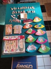 Lote grande de artículos de fiesta de cumpleaños vintage de algodón hilado y otros artículos de fiesta de payaso segunda mano  Embacar hacia Mexico
