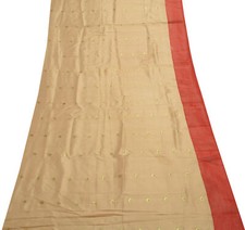 Tela artesanal tejida multiusos chatarra remanente de sari beige vintage de Sushila segunda mano  Embacar hacia Mexico