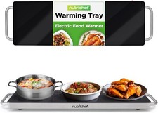 Plato caliente eléctrico portátil de alimentos NutriChef PKWTR40 con tapa de vidrio negro segunda mano  Embacar hacia Mexico