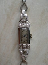 RELÓGIO DE PULSO FEMININO PLATINA E OURO BRANCO CONJUNTO DE DIAMANTES ART DÉCO POR VOLTA DE 1930  comprar usado  Enviando para Brazil