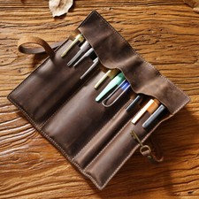 Estojo de lápis vintage caneta enrolável couro bovino caneta cortina bolsa suporte de armazenamento comprar usado  Enviando para Brazil