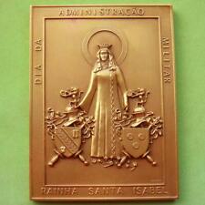 Usado, GRANDE Medalha de Bronze Militar Religiosa Rainha Santa Isabel de Aragão Milagre! comprar usado  Enviando para Brazil