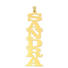 Pingente de nome vertical personalizado ouro maciço 10k ou 14K corte a laser letra bloco, usado comprar usado  Enviando para Brazil