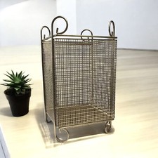 Cesta de lixo atômica retrô de arame de malha dourada lata de lixo quadrada moderna meados do século comprar usado  Enviando para Brazil