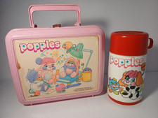 1986 Antigo Vintage Popples Desenho Animado Lancheira Rosa COM GARRAFA TÉRMICA Garrafa Térmica Vermelha Aladdin comprar usado  Enviando para Brazil